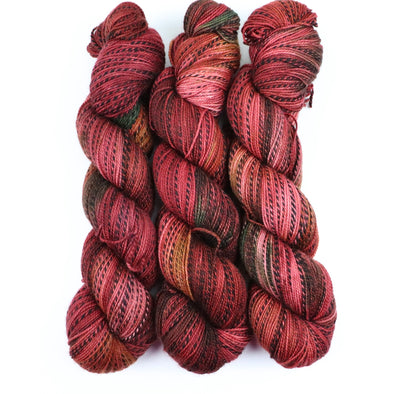 Red Sunset,  SW Merino & nylon zebra yarn - fingering weight